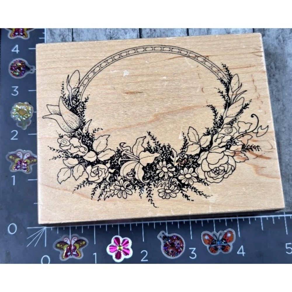 PSX Designs Floral Frame Flowers K413 1989 Rubber Stamp #H9